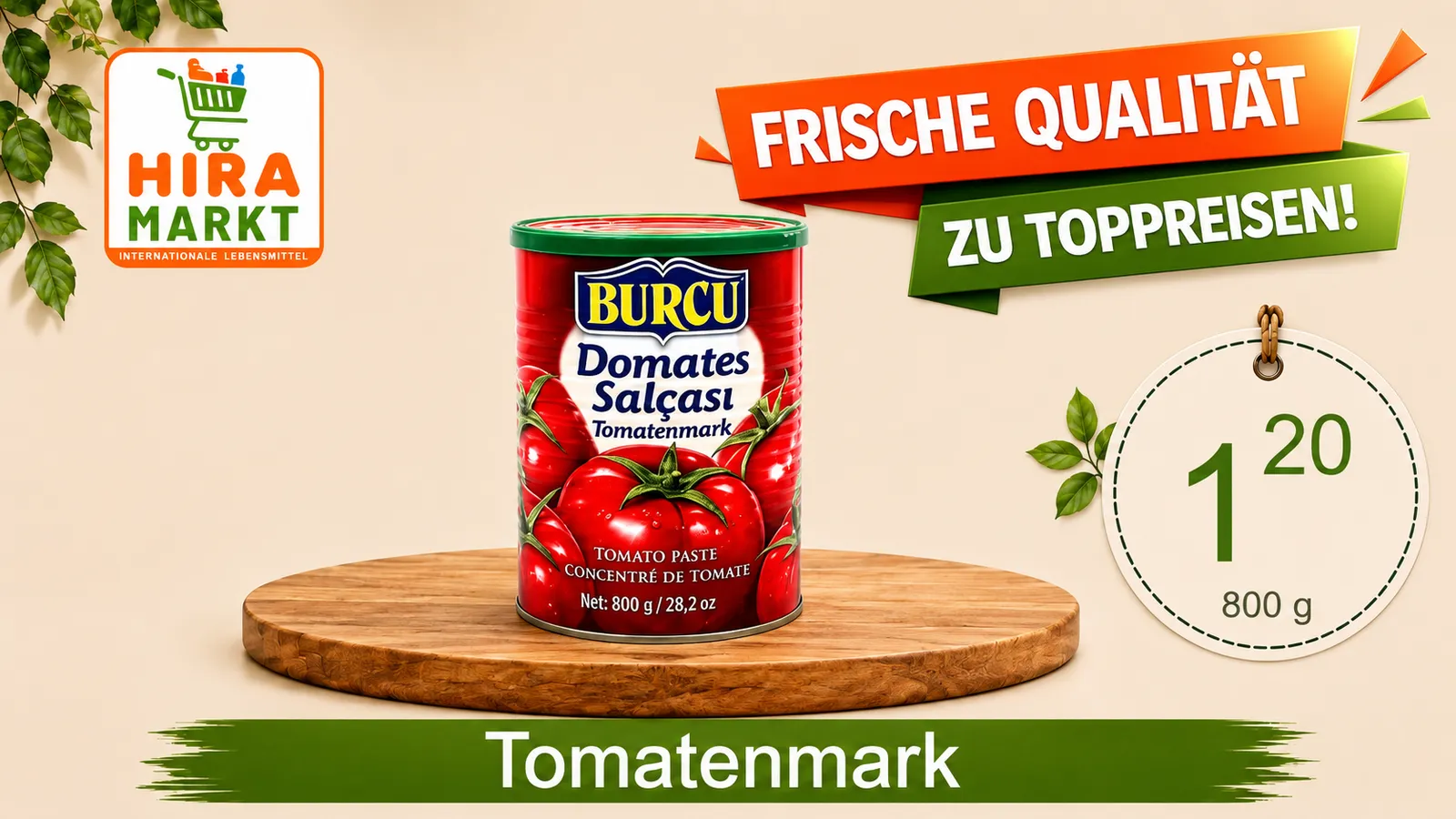 Hervorgehobene Aktion — kräftige Farben und große Typografie, sogar aus dem Gang lesbar.